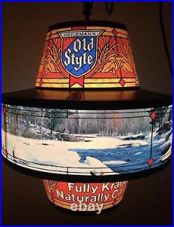 Vintage Heilemans Old Style Beer Lighted Rotating/Motion Hanging Bar Lamp