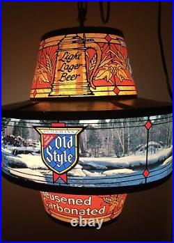 Vintage Heilemans Old Style Beer Lighted Rotating/Motion Hanging Bar Lamp