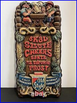 Vintage Heilemans Old Style Beer Sign German Plastic Mold Wood Look 26x12