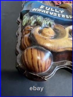 Vintage Heilemans Old Style Beer Sign German Plastic Mold Wood Look 26x12