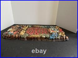 Vintage Heilemans Old Style Beer Sign German Plastic Mold Wood Look 26x12