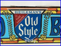 Vintage Heilemans Old Style Lighted Cold Beer Hanging Sign Stained Glass Rare