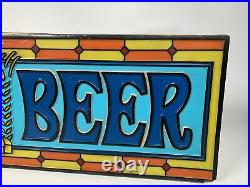 Vintage Heilemans Old Style Lighted Cold Beer Hanging Sign Stained Glass Rare