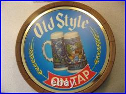 Vintage Heilemans Old Style On Tap Plastic Beer Barrel Lighted Sign about 16D