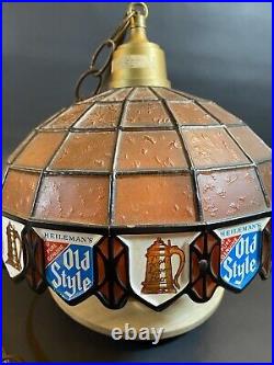 Vintage Heilemen's Old Style Beer Bar 10 Vintage Poker/pool Table Hanging Light