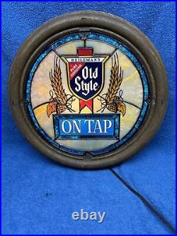 Vintage Heilenans Old Style Beer Light Up Sign On Tap Barrel