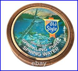 Vintage Heilmans Old Style Lighted Beer Sign Barrel Waterfall Water