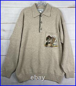 Vintage Iceberg Sweater Mens L Old Thistle Squirrel Pullover Wool Made in Italy