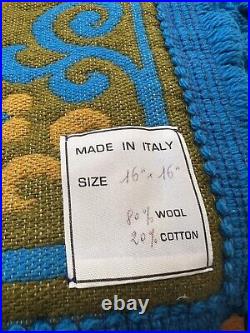 Vintage Italian Wool Pillow COVER Midcentury NEW OLD STOCK 16 x 16 FREE SHIP