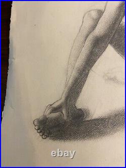 Vintage James Daniel Pencil Drawing NUDE FEMALE Old Master Style Original 20x14