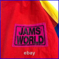 Vintage Jams World Honolulu Hawaiian Colorblock Jacket Old Stock Neon Size M