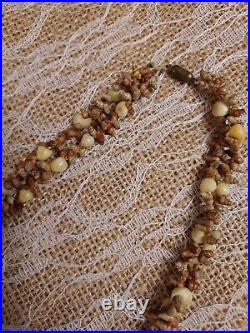 Vintage Kahelelani Bumpy Laiki Shell Lei Necklace Sewn in Old HoldHand Style 30