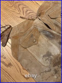 Vintage Leather Batwing Cowboy Chaps Western Old Style Fair Condition