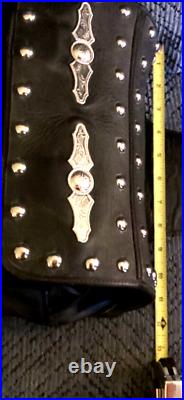 Vintage Leather Motorcycle Saddle Bag Studded with Old Style