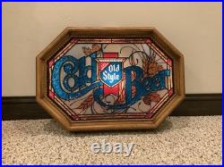 Vintage Lighted Old Style Faux Wood/stained Glass Bar Sign