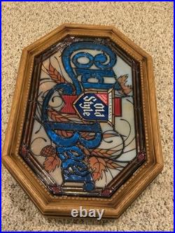 Vintage Lighted Old Style Faux Wood/stained Glass Bar Sign