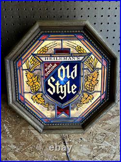 Vintage Lighted Stained Glass Old Style Beer Sign