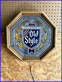 Vintage Lighted Stained Glass Old Style Beer Sign
