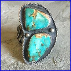Vintage MASSIVE Museum Quality Turquoise Silver Bracelet Cuff Old Pawn Style