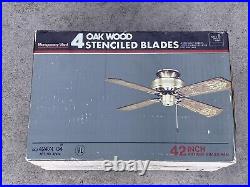 Vintage MONTGOMERY WARD Brass Ceiling Fan 42 New Old Stock Stenciled Blades
