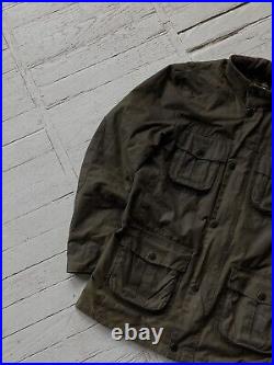 Vintage Men's Barbour Waxed Old Money Style Cotton Jacket Forest Green Size L