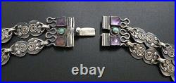 Vintage Mexican Palomas Birds Amethyst Sterling Silver Necklace Old Matl Style