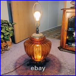 Vintage Mid-Century Modern Hollywood Regency Amber Glass Table Lamp Vintage Mid-Century Modern Hollywood Regency Amber Glass Table Lamp