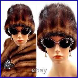 Vintage Mink Fur Cloche Hat Dark Coco Brown Old Hollywood Style Snow Bunny