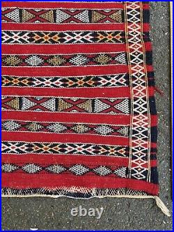 Vintage Moroccan Berber Rug Carpet Old Style Kilim Burgundy 5 x 3