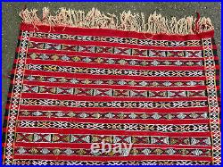 Vintage Moroccan Berber Rug Carpet Old Style Kilim Burgundy 5 x 3