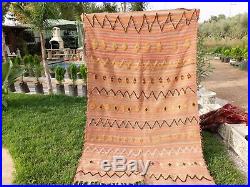 Vintage Moroccan Berber Rug -Old Style Kilim-Kilim Rug Flat Woven-7'10''/ 4'11'