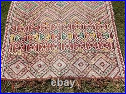 Vintage Moroccan Berber Rug -Old Style Kilim-Kilim Rug Flat Woven- 8'11''/ 5'2'