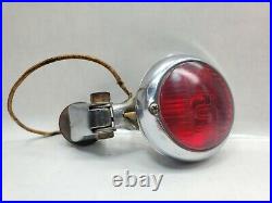 Vintage NTD 402 STOP(script) Tail Light(3 1/4)Red Glass/Chrome/Rat Rod/Chopper