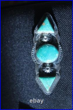 Vintage Navajo Sterling Silver Turquoise Brooch Unsigned Old Pawn Style