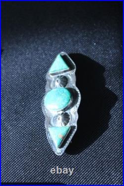 Vintage Navajo Sterling Silver Turquoise Brooch Unsigned Old Pawn Style
