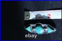 Vintage Navajo Sterling Silver Turquoise Brooch Unsigned Old Pawn Style