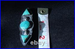 Vintage Navajo Sterling Silver Turquoise Brooch Unsigned Old Pawn Style