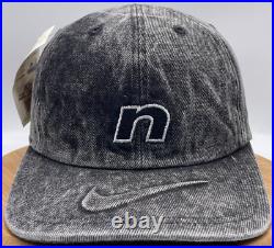 Vintage Nike 3D Swoosh Acid Washed Black Denim Snapback Hat Agassi RARE NWT