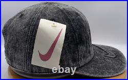 Vintage Nike 3D Swoosh Acid Washed Black Denim Snapback Hat Agassi RARE NWT