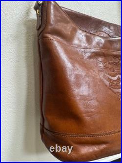 Vintage OLD MOOD Brown Leather Shoulder Bag Bucket Style