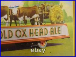 Vintage OLD OX HEAD ALE Litho On Cardboard Framed Sign