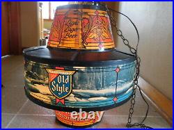 Vintage OLD STYLE Beer Hanging Revolving Motion Bar Light Sign