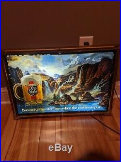 Vintage OLD STYLE WATERFALL BEER LIGHTED BEER SIGN MOTION MOTOR BAR MANCAVE