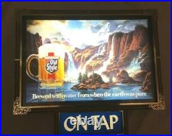 Vintage OLD STYLE Waterfall Scene Lighted ON TAP Beer Bar Sign Man Cave Tested