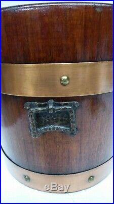 Vintage Oak Coopers Barrel Style Planter Pot Copper Bound Good Old Planter