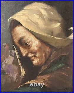 Vintage Oil Painting Impressionist Style Copy of Ribera's An Old Money Lender