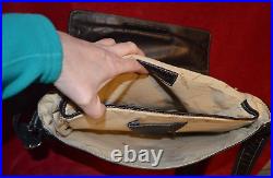 Vintage Old Angler Firenze Blackish Brown Leather Messenger Bag