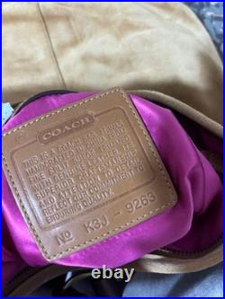 Vintage Old Coach Butterfly Suede Shoulder Bag Rare Tan Leather Trim Hobo Style