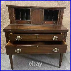 Vintage Old Colony Inlaid Mahogany Two Piece Traditional Style Tambour Desk