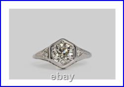 Vintage Old European Style Bezel Round Cut Moissanite Filigree Wedding Ring Her